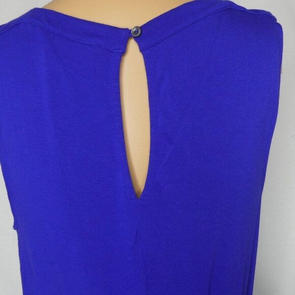 Deletta Anthropologie Corbara Cobalt Blue Pleated Peplum Blouse Top Keyhole Back - Picture 7 of 7